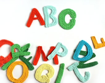 Crochet Alphabet applique, Crochet Monogram, ABC letters crocheted personalize embellishments,  7-8cm tall, 1 letter