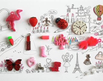 Lipstick I Spy trinkets set, 1-4cm, Set of 20