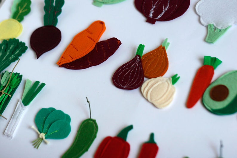 Felt veggies pieces, Play food vegetables, Handmade by TomToy, 2.5-7cm, 1 piece/Set image 3