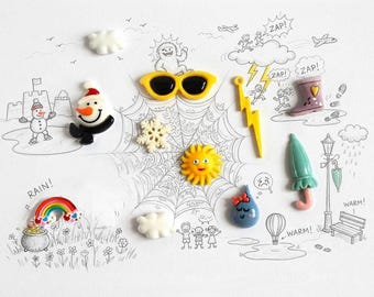 Weather Theme I Spy trinkets, 1-3cm, Set of 10 trinkets