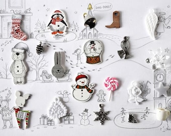 Frosty Fun: White Holiday I Spy Trinket Set, 1-3cm, Set of 20