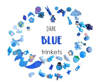 Dark Blue I Spy Trinkets, Rainbow I spy bottle/bag filler, Colorful miniatures, Mixed buttons, beads, charms, 1-3cm, Set of 20/50