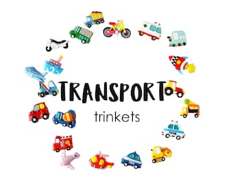 Wheels, Wings & Waves: I Spy Transportation Fun theme I spy trinkets, 1.5-3.5cm, Car shaped cabochons, Set of 20
