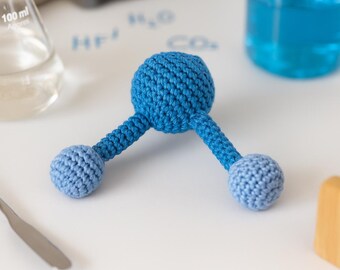 H2O Water molecule crochet Rattle Toy Handmade by TomToy