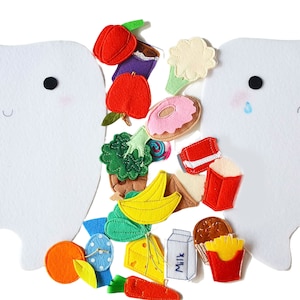 Gutes und schlechtes Essen für die Zähne, 21 x 24 cm Zahn, Set von 2 Zähnen + 20 Futterstck