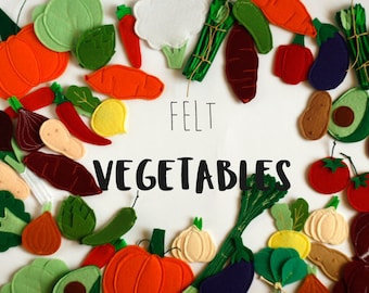 Felt veggies pieces, Play food vegetables, Handmade by TomToy, 2.5-7cm, 1 piece/Set