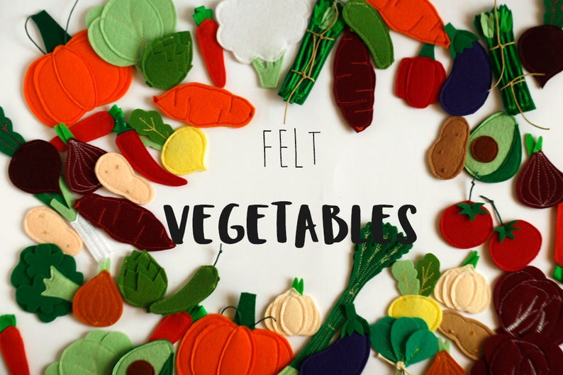 Felt veggies pieces, Play food vegetables, Handmade by TomToy, 2.5-7cm, 1 piece/Set image 1