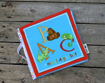 Fabric book Animal alphabet, first abc cloth soft plush book, 21x20cm, 10 pages