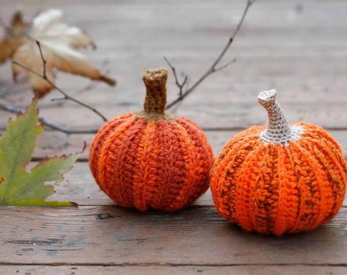 Featured listing image: Сrochet pumpkins, Table centerpiece, Autumn decor, Fall home decor, Halloween decor, Harvest Rustic ornament, 12cm diameter, 2 pcs