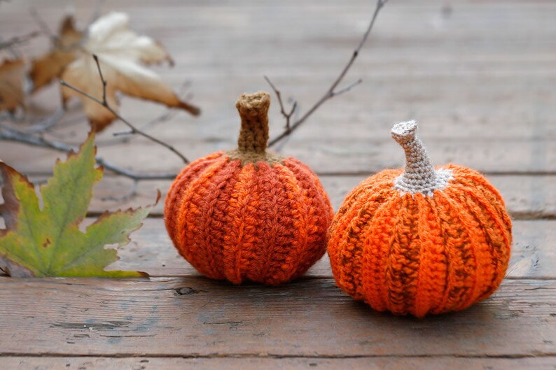 Сrochet pumpkins, Table centerpiece, Autumn decor, Fall home decor, Halloween decor, Harvest Rustic ornament, 12cm diameter, 2 pcs image 1