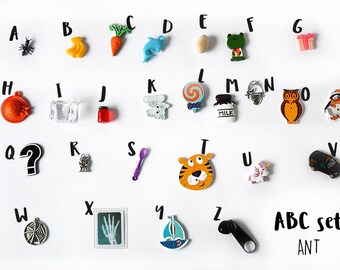 Ant ABC set, Alphabet I spy trinkets , 1-3cm, 1 object per letter