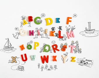 Mixed Alphabet Letters, ABC Sensory Bin Fillers, I Spy Game Pieces, Learning Activities, 0.5-4cm, 25g by weight