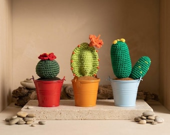 Forever Bloom Saguaro Trio – Handmade Crochet Cacti collection