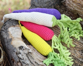 Crochet rainbow carrot, Carrots of many colors Colorful Home decor Play food vegetables Kitchen decor Photo props, Set of 5