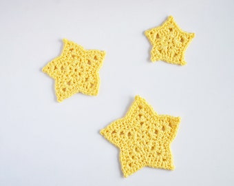 Stars Crochet applique, 6-9 cm, Set of 3