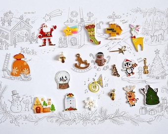 Christmas Theme I Spy trinkets, Red/ Blue/ White/Green/Golden theme choice, 1-3cm, Set of 20