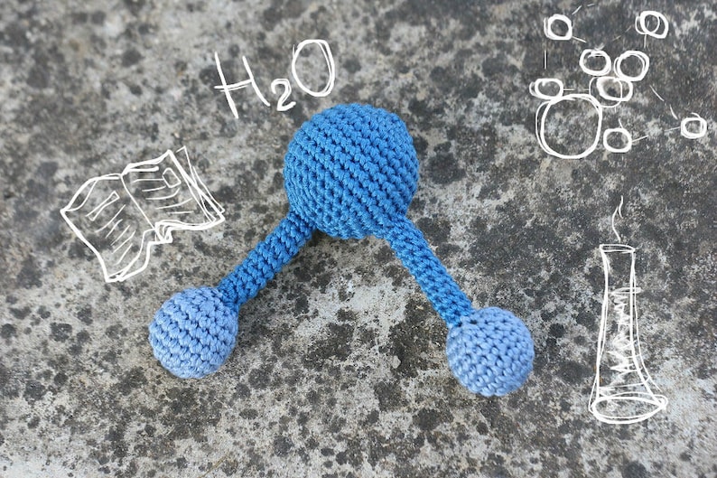 H2O Water molecule crochet Rattle Toy handmade by TomToy image 7