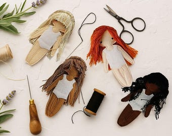 Felt "paper" doll Handmade by TomToy, Custom hair color and skin tone, 1 doll