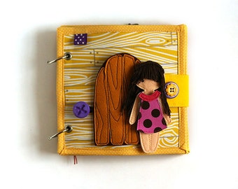 Little Dollhouse quiet book with felt "paper" doll, Girls busy book, Special Christmas gift for girl, 17x17cm, 2-8 custom pages