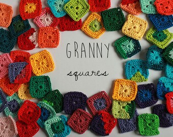 Granny squares, Colorful Rainbow Crochet applique, 5cm,  Set of 10