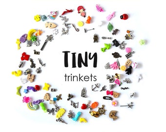 Tiny mixed I Spy trinkets for small I spy bag/ I spy bottle, extra small miniatures, no doubles, 0.5-2cm, Set of 20/50/100