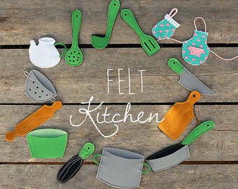 Kitchen tools Felt applique, 3-6cm (1.2-2.5"), 1 pcs - Choose your set