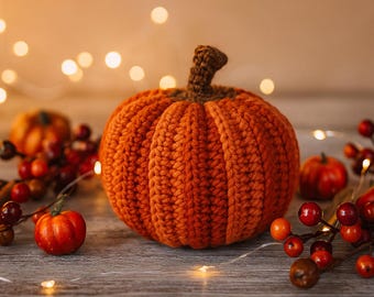 The Big Cozy Pumpkin – Super Chunky Crochet Fall Decor, Handmade Hug, Autumn Fall Thanksgiving Halloween Table centerpiece,  15-18cm