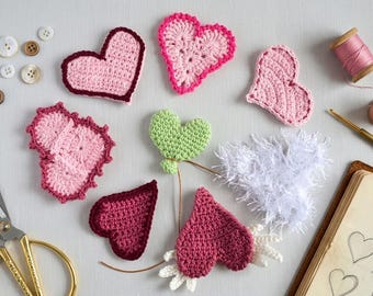 Hearts-A-Flutter Collection – Valentine’s Day Handmade Crochet Love Embellishments Decor, 4-9 cm, 1 piece