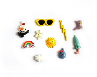 Weather Theme I Spy trinkets, 1-3cm, Set of 10