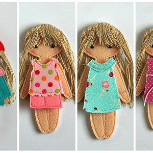 Individual Dressing outfits for Felt paper doll, Pretend play, Gift for a girl, 1 outfit of your choice image 5