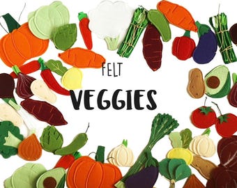 Felt veggies pieces, Play food vegetables, Handmade by TomToy, 2.5-7cm, 1 piece/Set