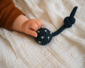 Knot Just a Rattle – Crochet Sensory Baby Toy, Cotton Rattle for Newborns, Handmade by TomToy