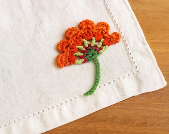 Sunset Puff Blossom Crochet Flower Applique