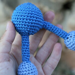 H2O Water molecule crochet Rattle Toy handmade by TomToy Blue