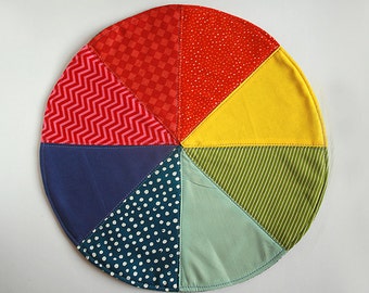 Fabric Color wheel, Rainbow color sorting playmat, 8 colors, 30cm diameter
