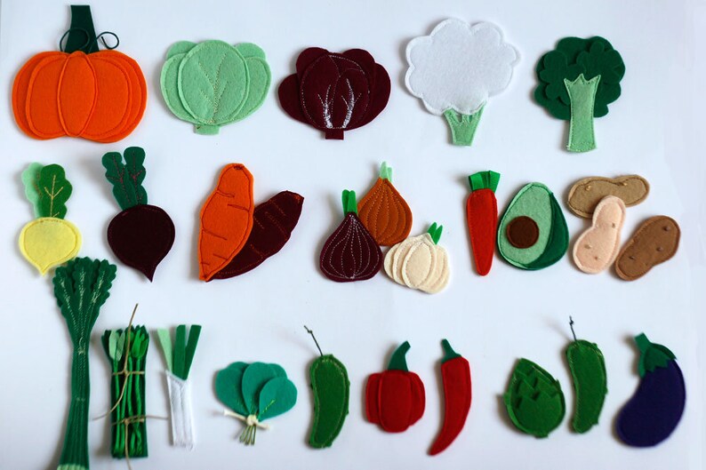 Felt veggies pieces, Play food vegetables, Handmade by TomToy, 2.5-7cm, 1 piece/Set image 2