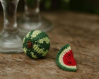 Miniature Crochet Watermelon – Handmade Dollhouse & Fairy Garden Decor by TomToy, 1.5-4cm,  1 piece