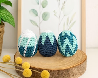 Egg-stra Tapestry Trio - Crochet Easter Eggs for Home décor, 3 pcs