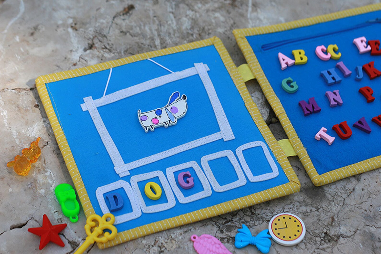 Spelling book with miniature objects and letters Fabric Felt Etsy