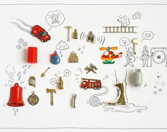 Fire fighters theme I Spy trinkets, 1-3cm, Set of 20