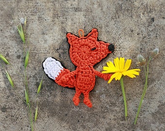 Fox Crochet charm, Fox Crochet pendant, Woodland creatures collection, Forest animals, Cute fox, 9cm, 1 piece