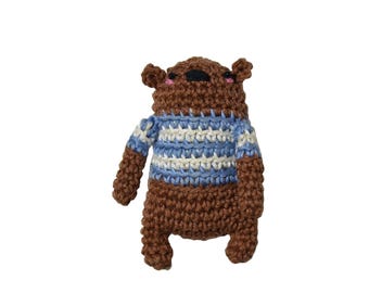 Mini Crochet Teddy Bear – Handmade Amigurumi Pocket Friend Toy, 9cm