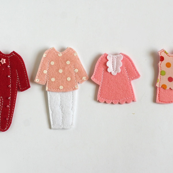 Pajamas Dressing for TomToy Felt "paper" doll, overall 5x8cm, 1 piece
