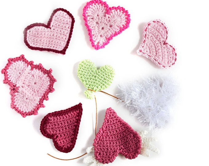 Featured listing image: Crochet Heart Appliques – Valentine’s Day Handmade Embellishments Decor, 4-9 cm, 1 piece