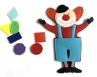 Felt clown with colorful shapes