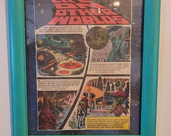 Framed Vintage Alien Life on Other Worlds Comic Book Page - Rescued Print from the 1970s