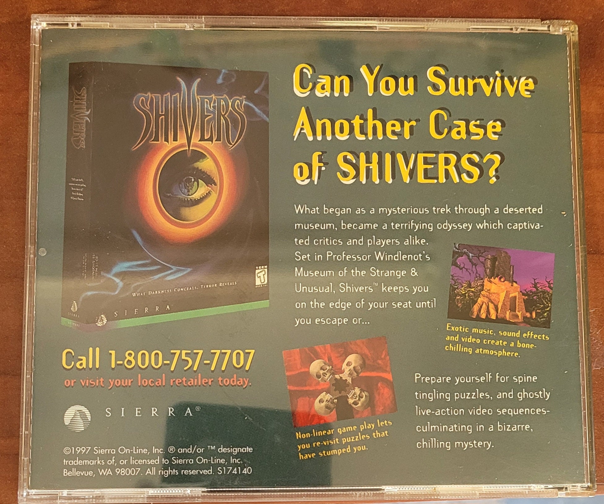 Jeu PC Shivers - Édition Big Box Française Sierra - Bon État Complet (Boîte, CD, Notice)