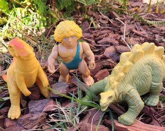 Vintage 1980s Playskool / Wendy's Definitely Dinosaurs and Caveman Thrax