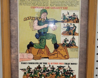 Framed Vintage 1975 Mattel Heroes in Action Comic Book Ad - Rescued Print from the 1970s