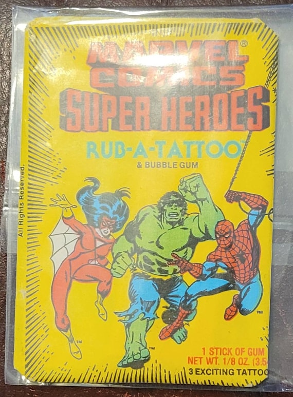 One Unopened Pack of Marvel Super Heroes Rub-a-tattoos 1980 - Etsy Finland One Unopened Pack of Marvel Super Heroes Rub-a-tattoos 1980 - Etsy Finland